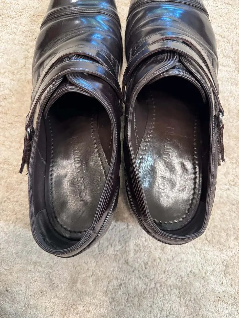 Louis Vuitton Men's Leather Double Monk Strap Dress Shoes